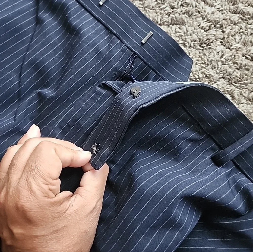 Ralph Lawrence Men's Navy Pinstripe Dress Pants 44x32